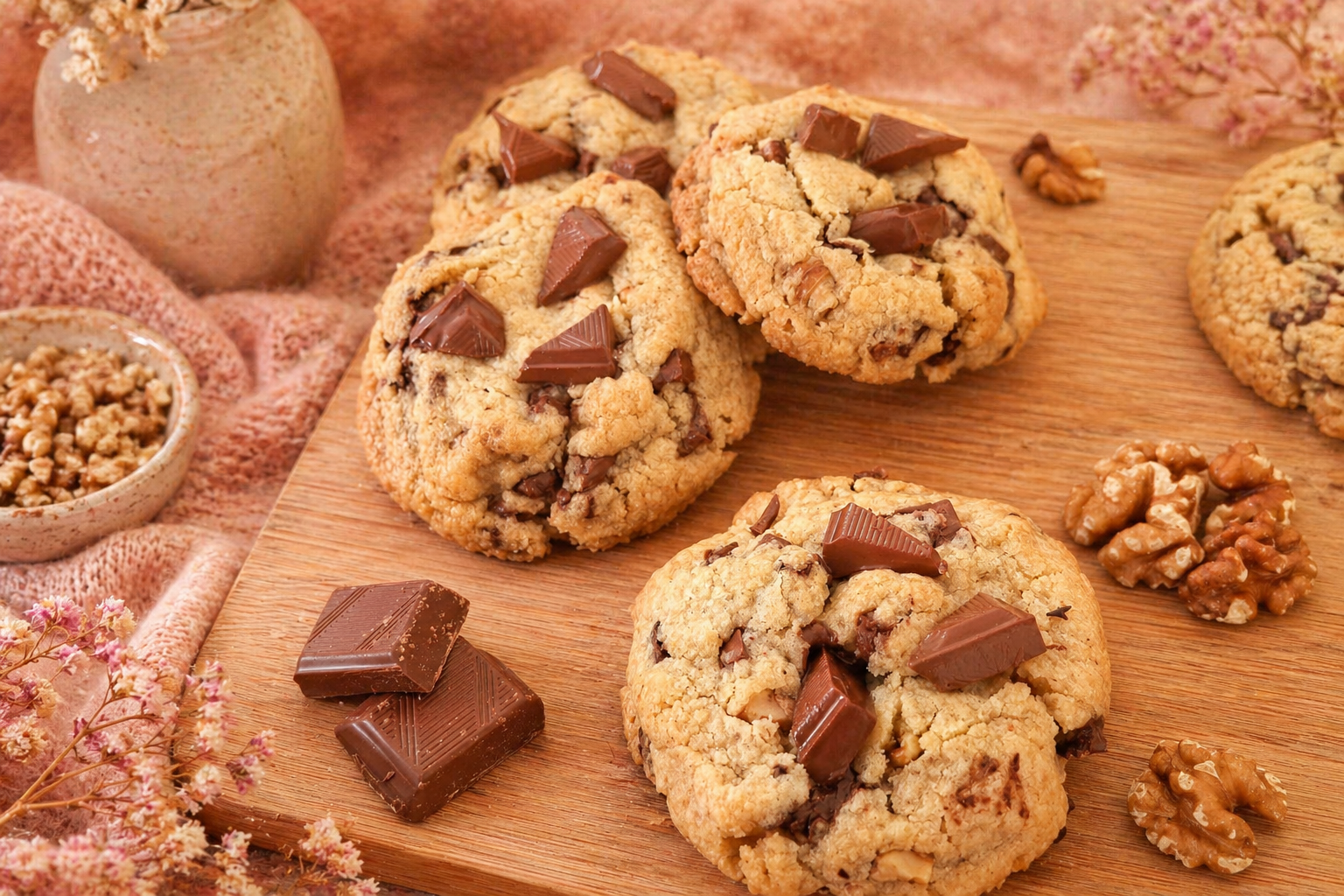 Cookies aux noix et chocolat au lait faits maison, croustillants et moelleux – Crousti'Biscuits